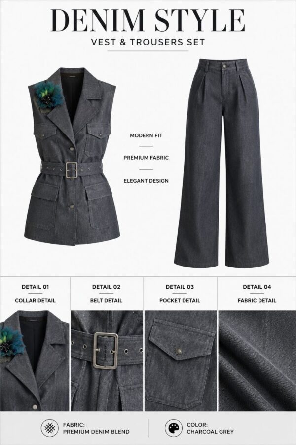 Premium Two-Piece Charcoal Suit Set