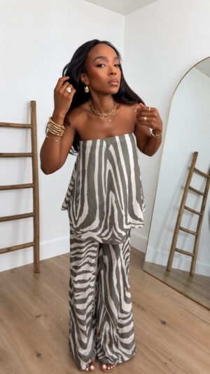 Premium Zebra Print Two-Piece Set - Wholesale Fashion