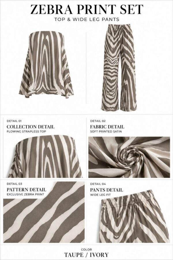 Premium Zebra Print Two-Piece Set - Wholesale Fashion