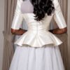 Elegant Peplum Evening Dress - White Satin Tulle