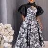 Premium Black & White Floral Dress - Wholesale Fashion