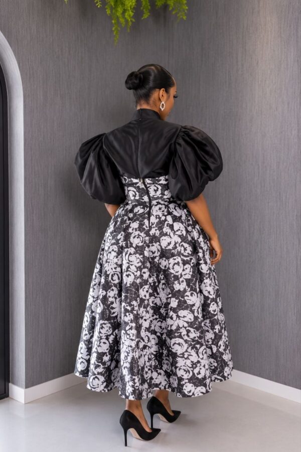 Premium Black & White Floral Dress - Wholesale Fashion
