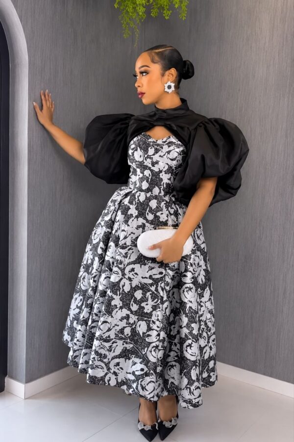 Premium Black & White Floral Dress - Wholesale Fashion