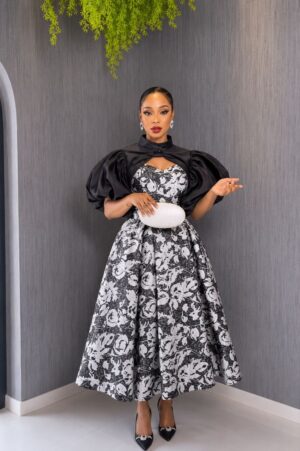 Premium Black & White Floral Dress - Wholesale Fashion