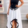 Asymmetric Midi Dress Black & White