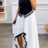 Asymmetric Midi Dress Black & White