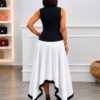 Asymmetric Midi Dress Black & White