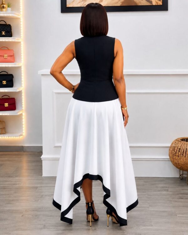 Asymmetric Midi Dress Black & White