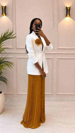 Premium Two-Piece Blazer & Pleated Skirt Set