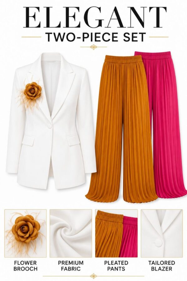 Premium Two-Piece Blazer & Pleated Skirt Set