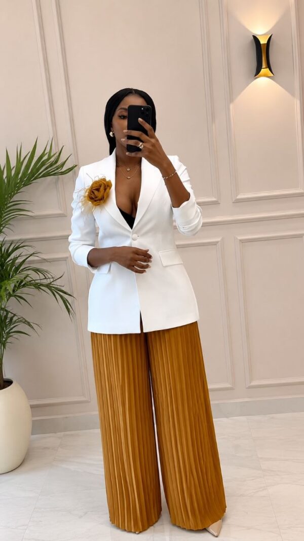 Premium Two-Piece Blazer & Pleated Skirt Set