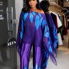Purple Two-Piece Cape Set - Wholesale Fashion