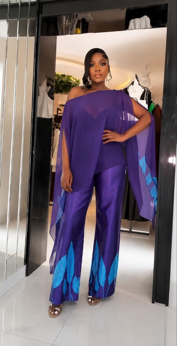 Purple Two-Piece Cape Set - Wholesale Fashion