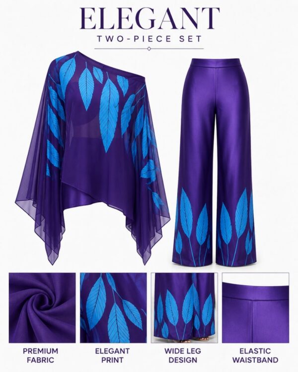 Purple Two-Piece Cape Set - Wholesale Fashion