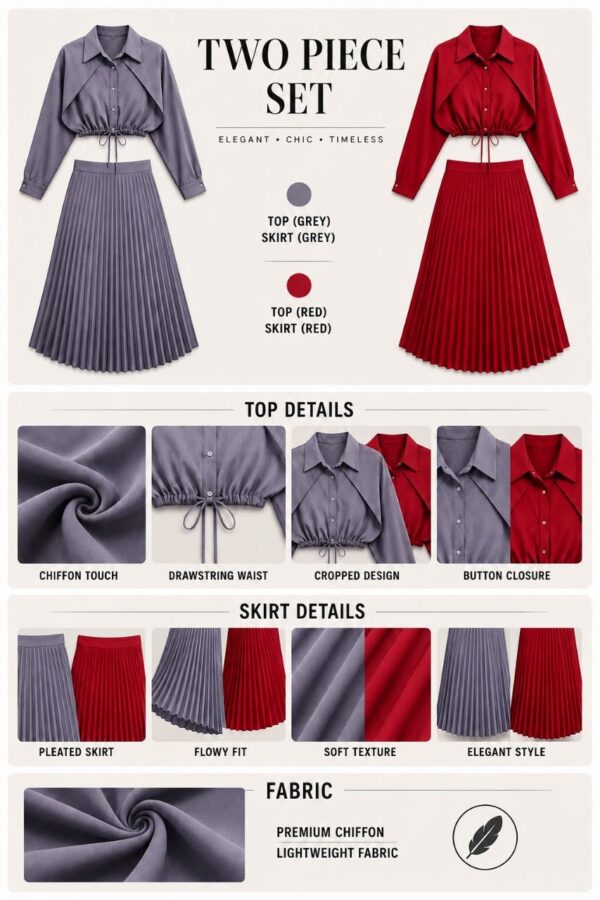 Premium Red Pleated Shirt Dress - Wholesale