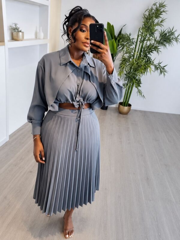 Premium Red Pleated Shirt Dress - Wholesale
