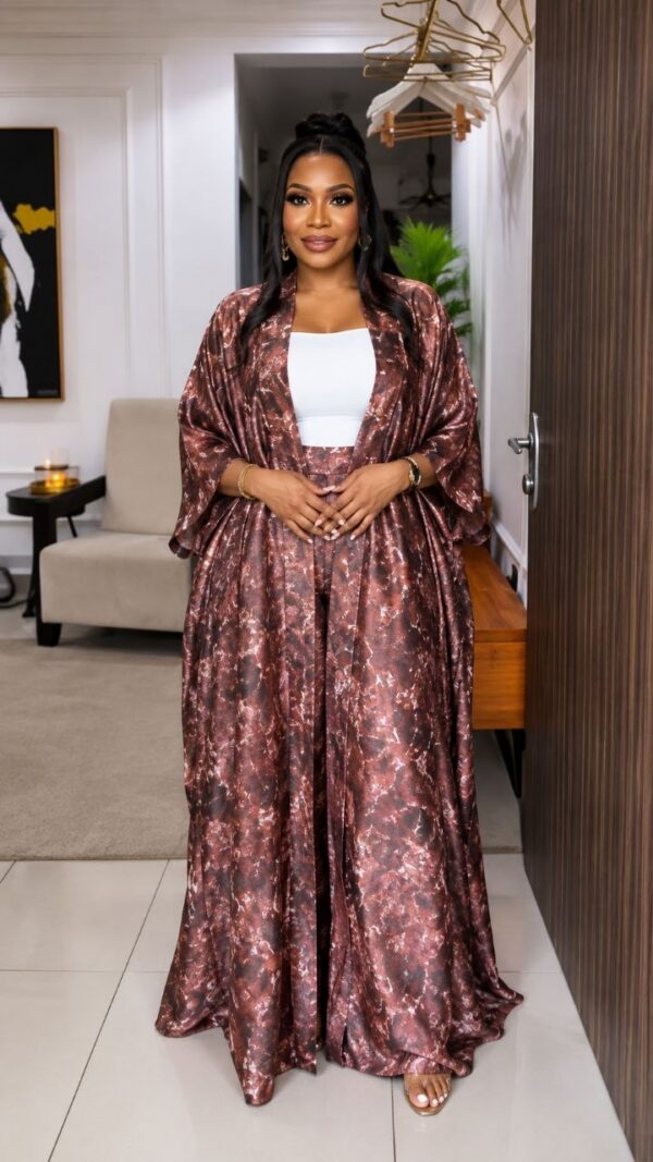 Luxe Satin Kimono & Wide Leg Pants Set