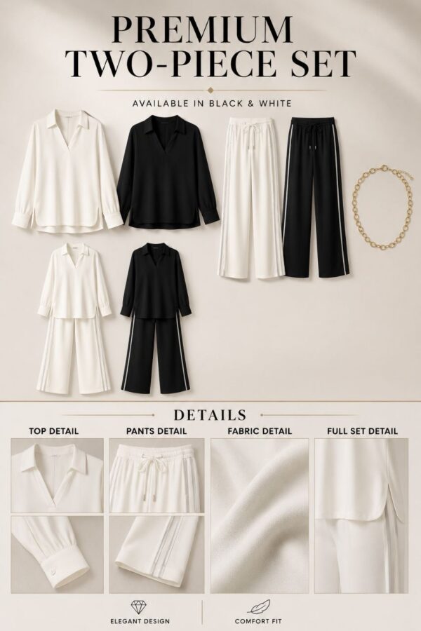 Premium Two-Piece Black & White Tracksuit Set