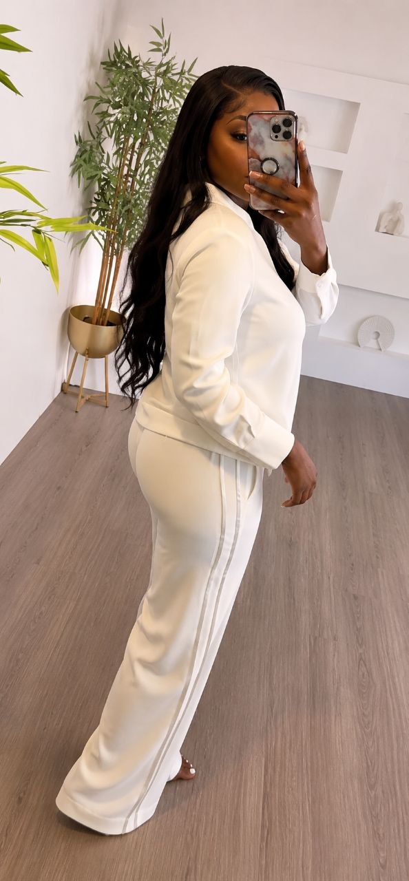 Premium Two-Piece Black & White Tracksuit Set