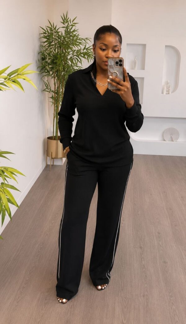 Premium Two-Piece Black & White Tracksuit Set