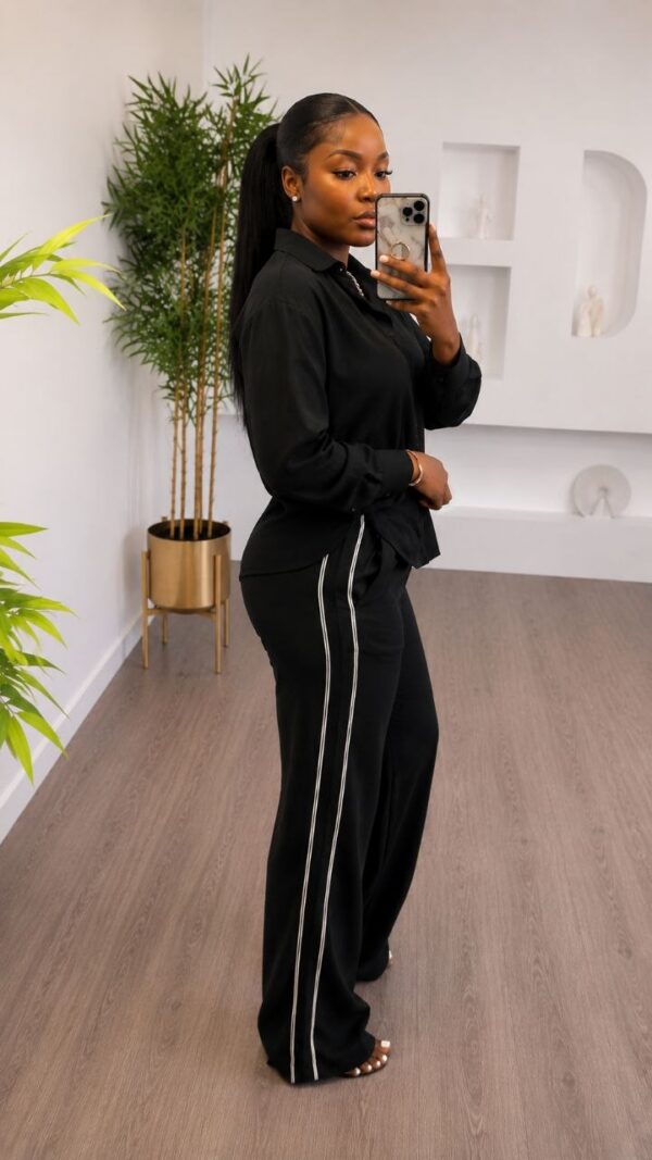 Premium Two-Piece Black & White Tracksuit Set