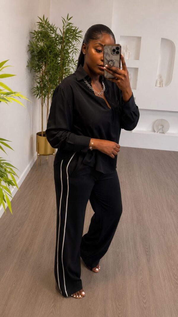 Premium Two-Piece Black & White Tracksuit Set