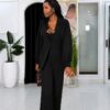 Premium Two-Piece Blazer Set - Elegant White & Black