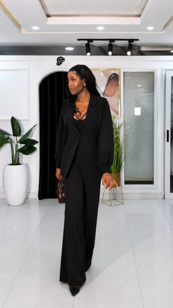Premium Two-Piece Blazer Set - Elegant White & Black