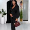Premium Two-Piece Blazer Set - Elegant White & Black