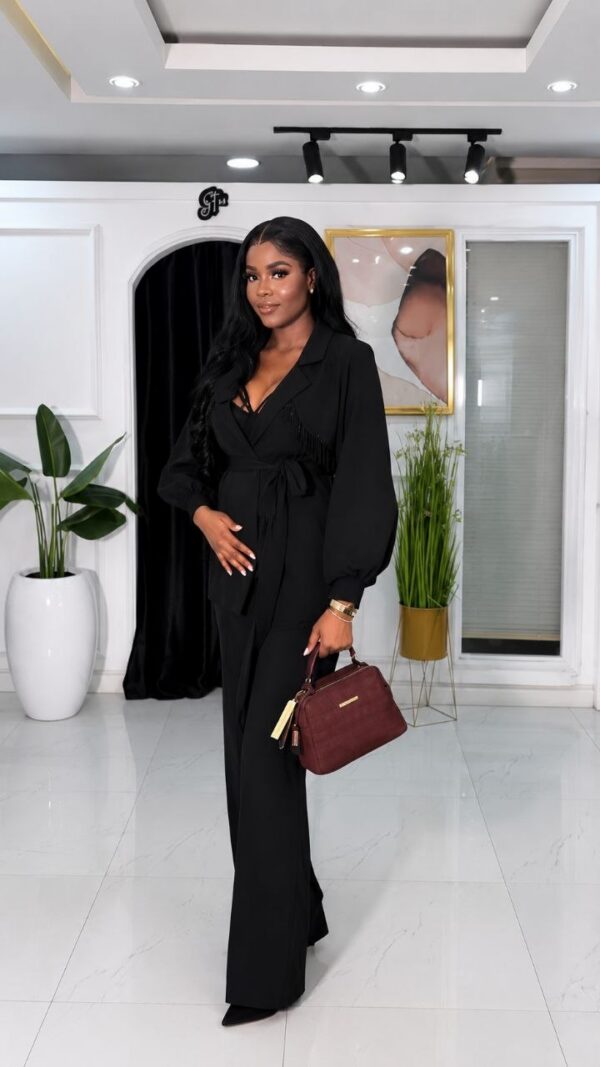 Premium Two-Piece Blazer Set - Elegant White & Black