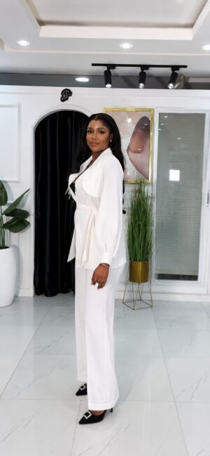 Premium Two-Piece Blazer Set - Elegant White & Black