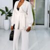 Premium Two-Piece Blazer Set - Elegant White & Black