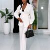 Premium Two-Piece Blazer Set - Elegant White & Black