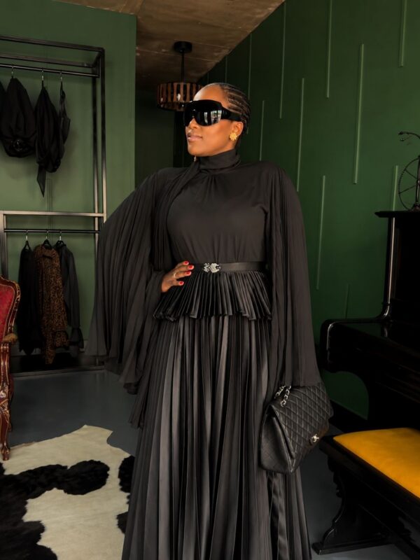 Premium Black Pleated Dress - Wholesale B2B