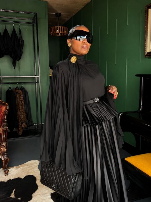 Premium Black Pleated Dress - Wholesale B2B
