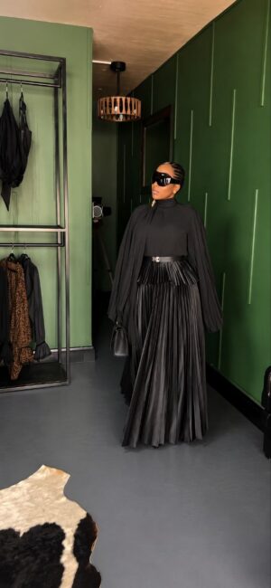 Premium Black Pleated Dress - Wholesale B2B