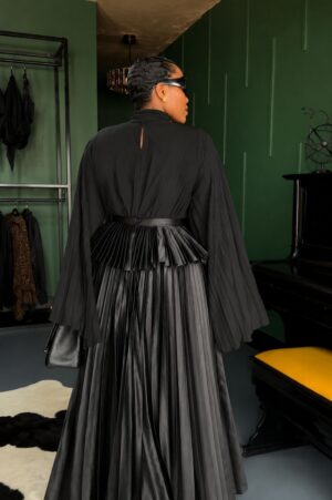 Premium Black Pleated Dress - Wholesale B2B