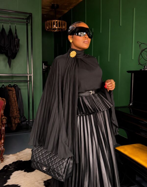 Premium Black Pleated Dress - Wholesale B2B