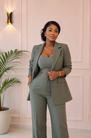 Premium Pinstripe Three-Piece Suit Set - Wholesale