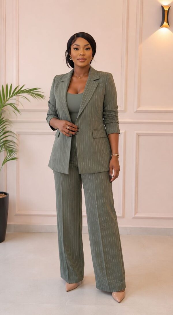 Premium Pinstripe Three-Piece Suit Set - Wholesale