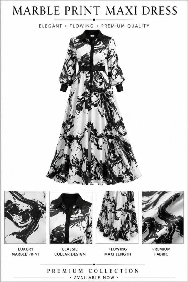 Black & White Abstract Print Dress - Wholesale