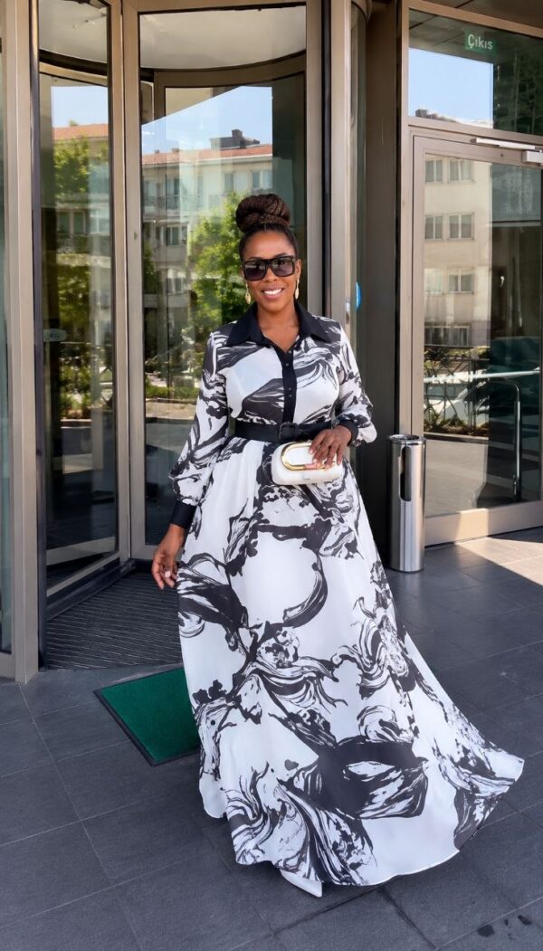 Black & White Abstract Print Dress - Wholesale