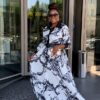 Black & White Abstract Print Dress - Wholesale