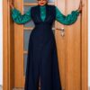 Navy Green Two-Piece Vest Dress Set