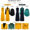 Navy Green Two-Piece Vest Dress Set