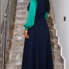 Navy Green Two-Piece Vest Dress Set
