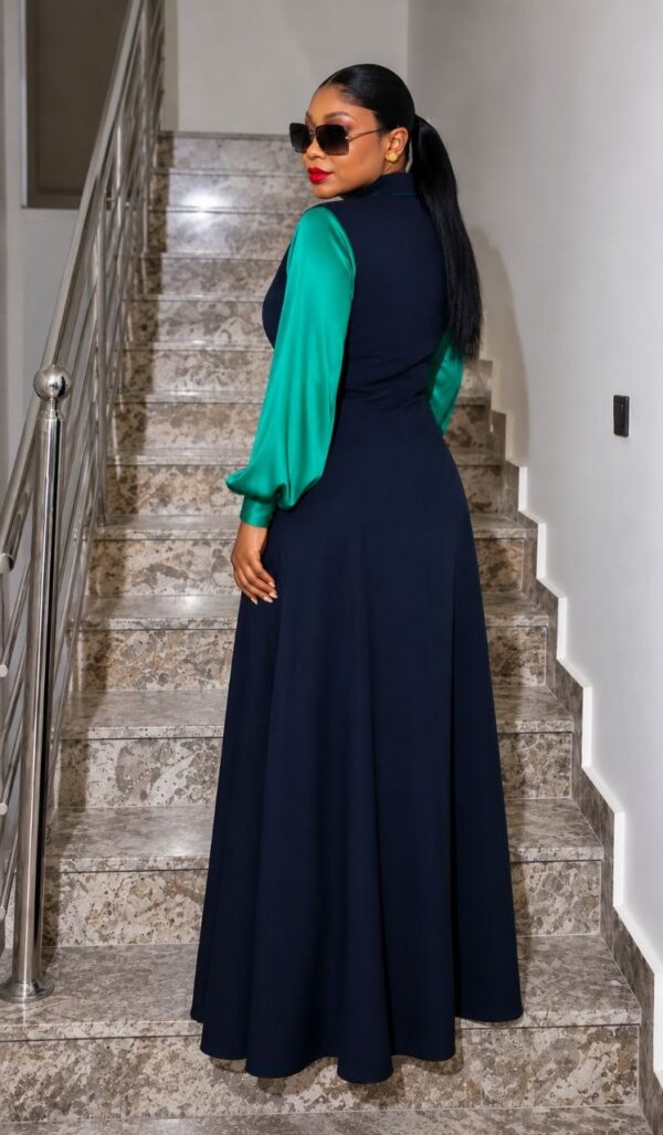 Navy Green Two-Piece Vest Dress Set