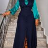 Navy Green Two-Piece Vest Dress Set