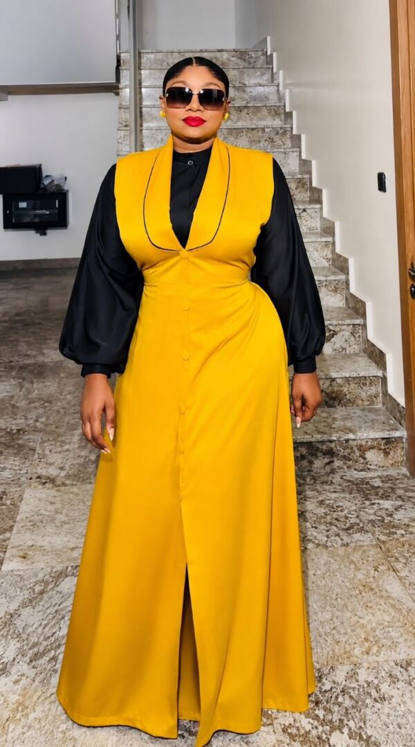 Navy Green Two-Piece Vest Dress Set