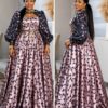 Luxe Elegance Puff Sleeve Satin Ball Gown Dress